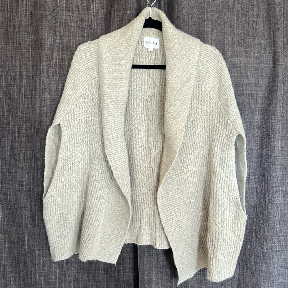 Olive + oak gray ribbed sleeveless cardigan oversized sweater size large